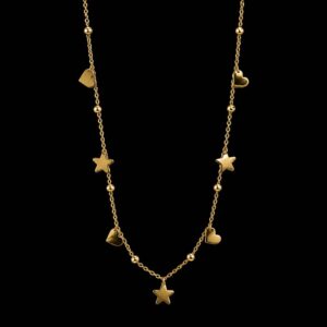 گردنبند قلب و ستاره گوی دار لوکس کد S11788